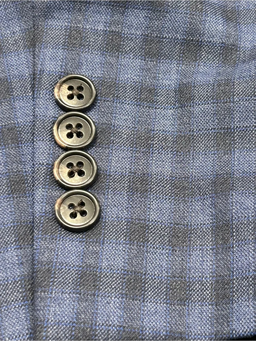 Jos. A. Bank Men's Tailored Fit Blue Check Blazer 46L 70% Wool Blend Fully Lined